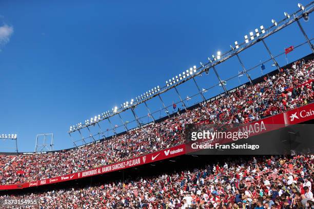 General view inside the stadium during the LaLiga Santander match between Sevilla FC and Real Betis at Estadio Ramon Sanchez Pizjuan on February 27,...