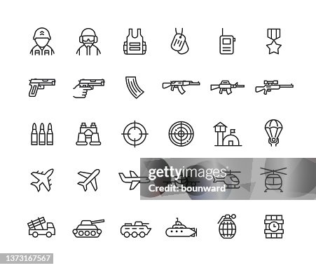 Defense Industry Line Icons Editable Stroke Defense Industry Line Icons Editable Stroke