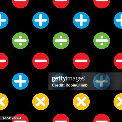 Curly Math Sign Colorful Circle Math Symbols Seamless Pattern High-Res Vector Graphic ...