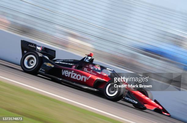 Will Power of Australia and driver of the Verizon Team Penske Chevrolet races during the NTT IndyCar Series Firestone Grand Prix of St. Peterburg on...