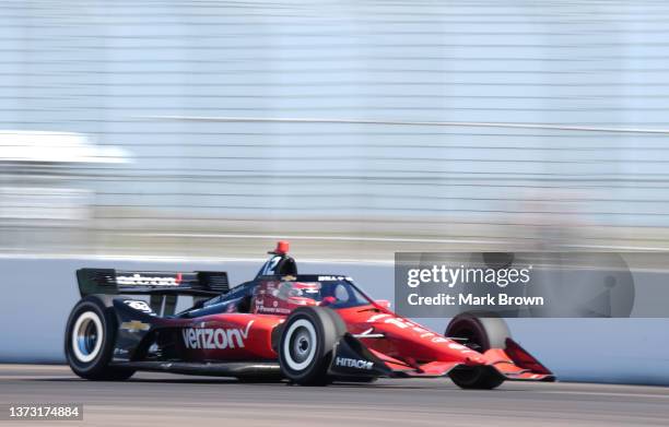 Will Power of Australia and driver of the Verizon Team Penske Chevrolet races during the NTT IndyCar Series Firestone Grand Prix of St. Peterburg on...