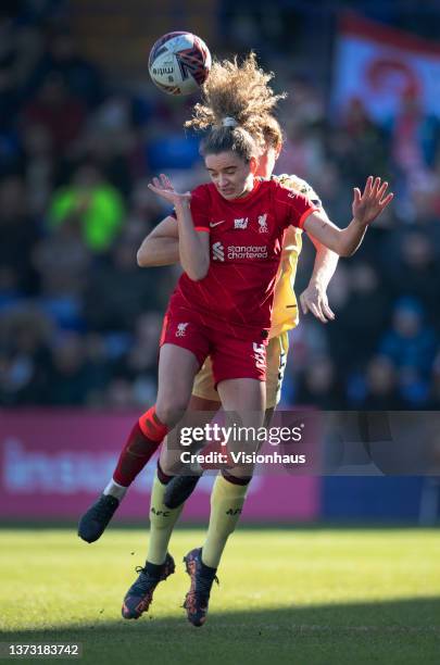 Leanne Kiernan of Liverpool and Jennifer Beattie of Arsenal in action during the Vitality Women's FA Cup Fifth Round match between Liverpool Women...