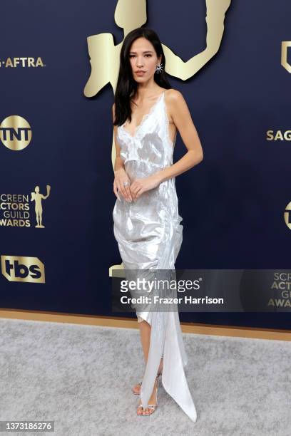 Kelsey Asbille attends the 28th Annual Screen Actors Guild Awards at Barker Hangar on February 27, 2022 in Santa Monica, California.
