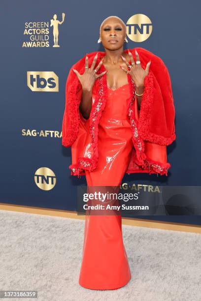 Cynthia Erivo attends the 28th Annual Screen Actors Guild Awards at Barker Hangar on February 27, 2022 in Santa Monica, California.