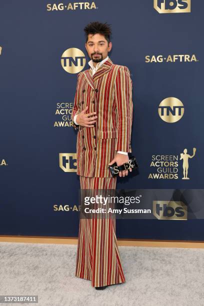 Mark Indelicato attends the 28th Annual Screen Actors Guild Awards at Barker Hangar on February 27, 2022 in Santa Monica, California.