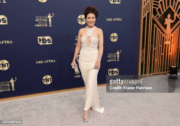 Lisa Edelstein attends the 28th Annual Screen Actors Guild Awards at Barker Hangar on February 27, 2022 in Santa Monica, California.
