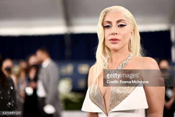 Lady Gaga attends the 28th Screen Actors Guild Awards at Barker Hangar on February 27, 2022 in Santa Monica, California. 1184550