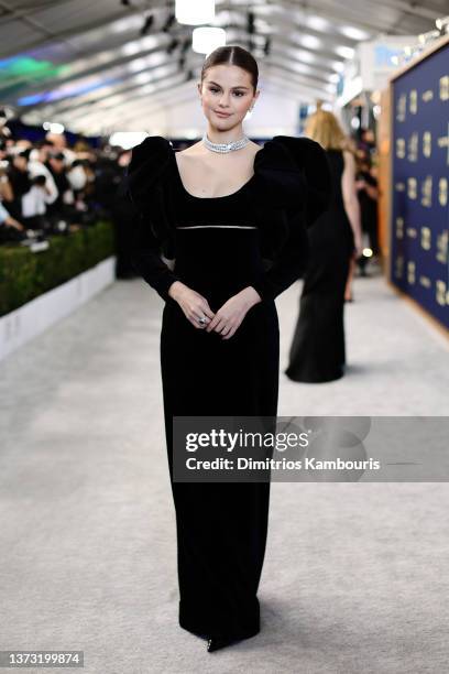 Selena Gomez attends the 28th Screen Actors Guild Awards at Barker Hangar on February 27, 2022 in Santa Monica, California. 1184596