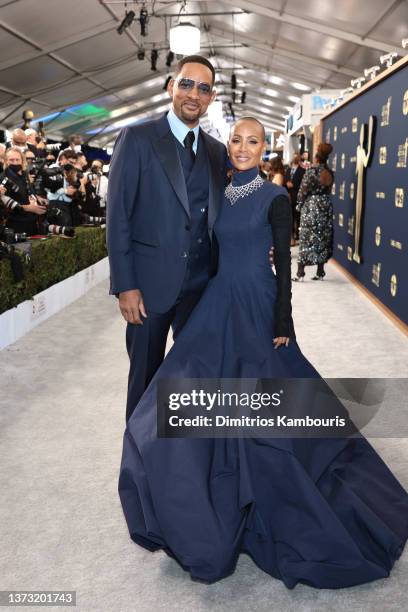 Will Smith and Jada Pinkett Smith attend the 28th Screen Actors Guild Awards at Barker Hangar on February 27, 2022 in Santa Monica, California....