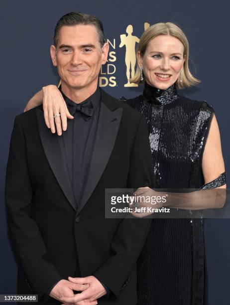 Billy Crudup and Naomi Watts attend the 28th Annual Screen Actors Guild Awards at Barker Hangar on February 27, 2022 in Santa Monica, California.