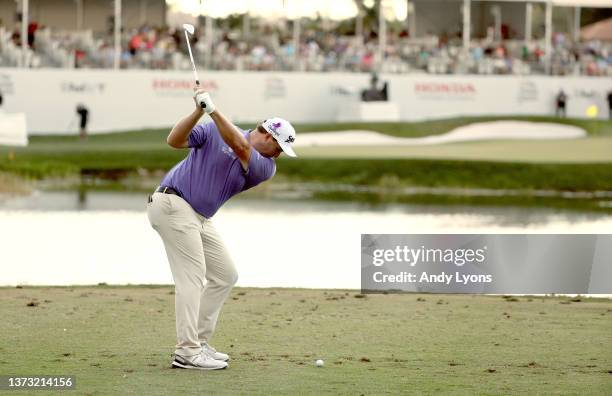 Sepp Straka hits his tee shot on the 17th hole during the final round of The Honda Classic at PGA National Resort And Spa on February 27, 2022 in...