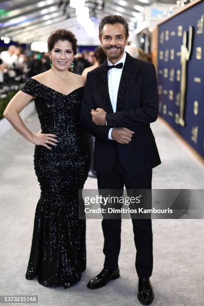 Alessandra Rosaldo and Eugenio Derbez attend the 28th Screen Actors Guild Awards at Barker Hangar on February 27, 2022 in Santa Monica, California....