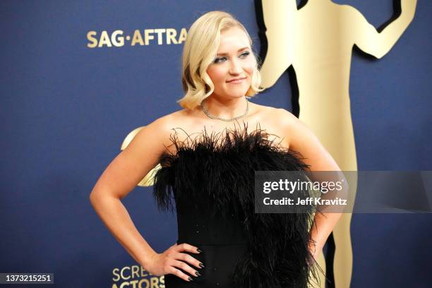 Emily Osment attends the 28th Annual Screen Actors Guild Awards at Barker Hangar on February 27, 2022 in Santa Monica, California.