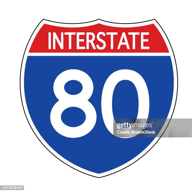 interstate 80 road sign - interstate 80 stock illustrations