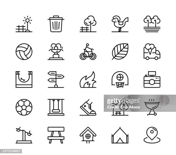 park icons - park bench stock illustrations