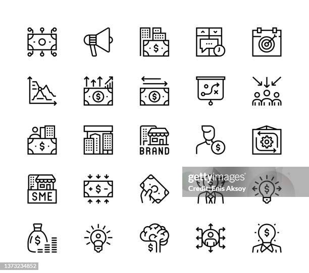 ilustraciones, imágenes clip art, dibujos animados e iconos de stock de iconos del emprendimiento - business model strategy