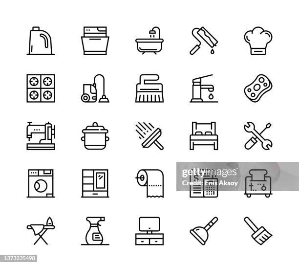 housework icons - commercial dishwasher stock illustrations