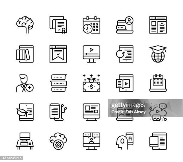 ilustrações de stock, clip art, desenhos animados e ícones de online education icons - registo livro