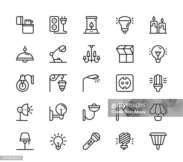lighting icons - plug socket stock illustrations
