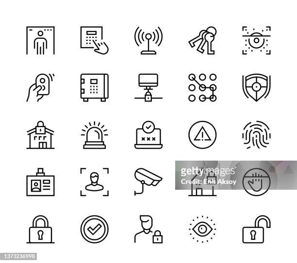 ilustraciones, imágenes clip art, dibujos animados e iconos de stock de iconos de seguridad - fingerprint scanner