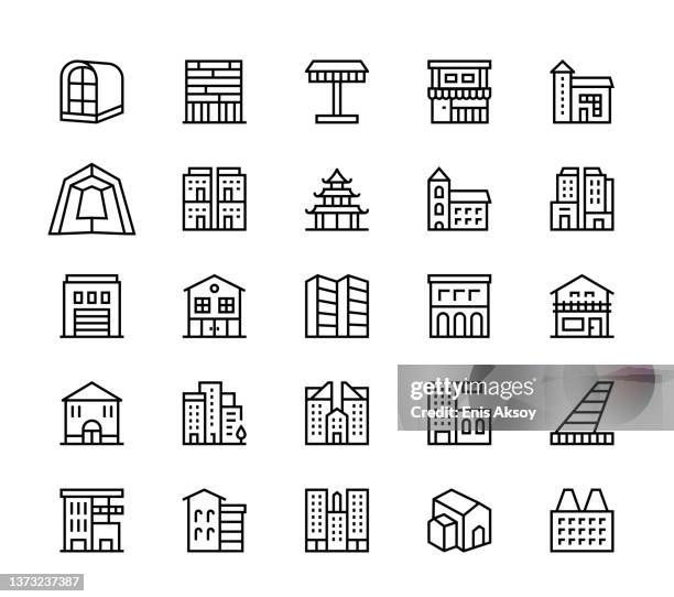 ilustraciones, imágenes clip art, dibujos animados e iconos de stock de iconos de edificio - town hall square