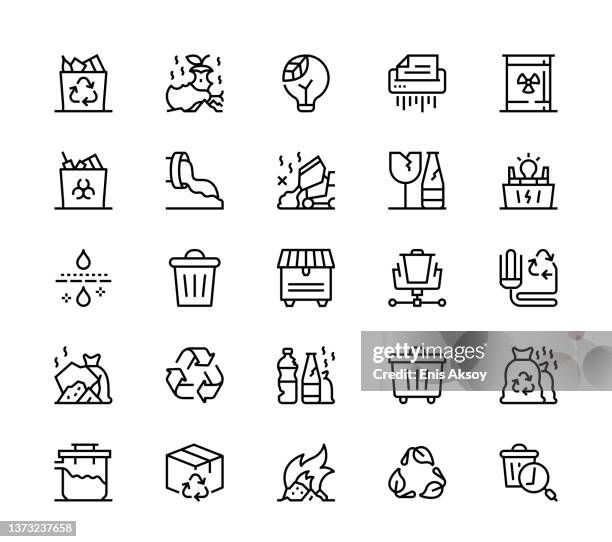 stockillustraties, clipart, cartoons en iconen met waste and recycling icons - vuilnisbelt