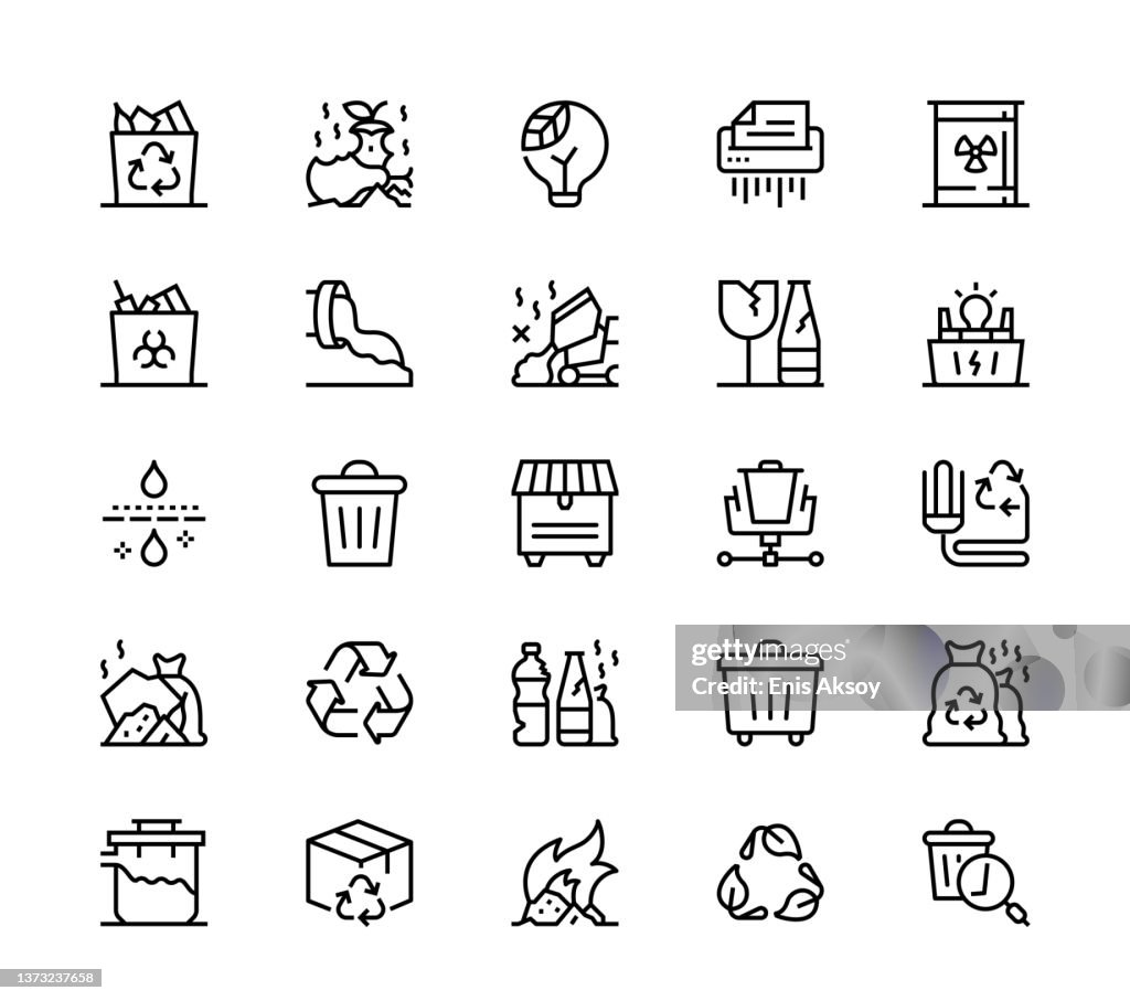 Waste and recycling icons