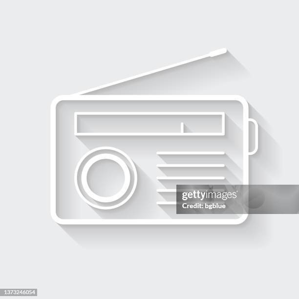 radio. icon with long shadow on blank background - flat design - transistor icon stock illustrations