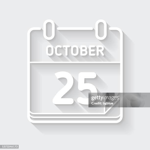 ilustrações de stock, clip art, desenhos animados e ícones de october 25. icon with long shadow on blank background - flat design - outubro