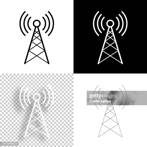 antenna. icon for design. blank, white and black backgrounds - line icon - communications tower 幅插畫檔、美工圖案、卡通及圖標
