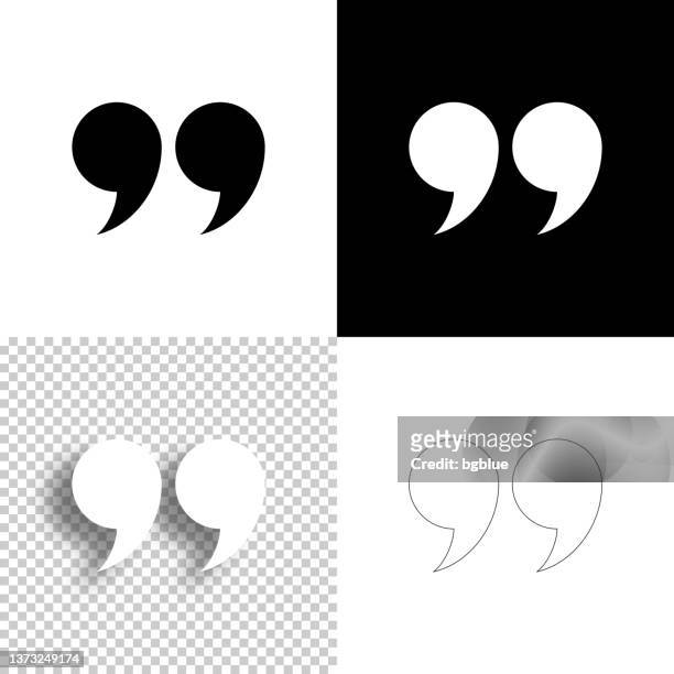 quotation marks symbol. icon for design. blank, white and black backgrounds - line icon - testimonial stock illustrations