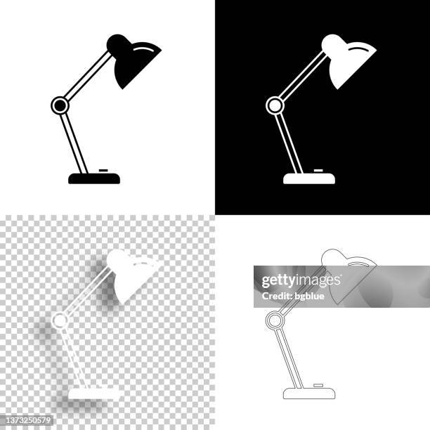 illustrazioni stock, clip art, cartoni animati e icone di tendenza di lampada da tavolo. icona per il design. sfondi vuoti, bianchi e neri - icona a forma di linea - lampada anglepoise