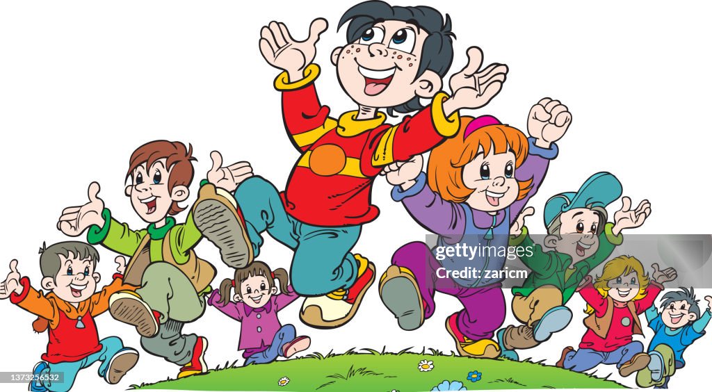 Rejoice Animation Children Rejoice Illustration On A White Background High-Res Vector ...