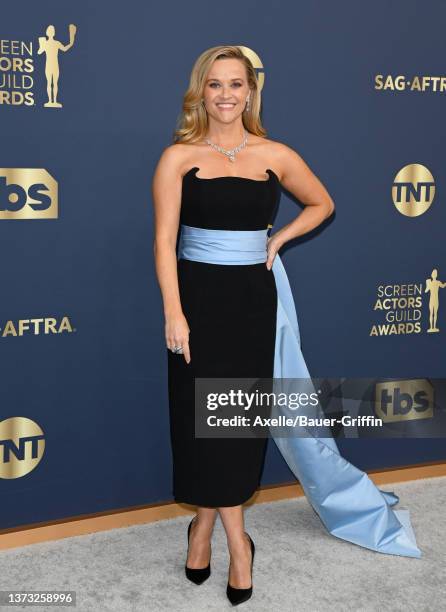 Reese Witherspoon attends the 28th Annual Screen Actors Guild Awards at Barker Hangar on February 27, 2022 in Santa Monica, California.