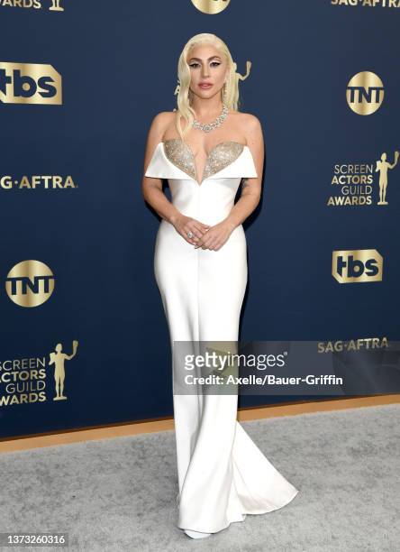 Lady Gaga attends the 28th Annual Screen Actors Guild Awards at Barker Hangar on February 27, 2022 in Santa Monica, California.