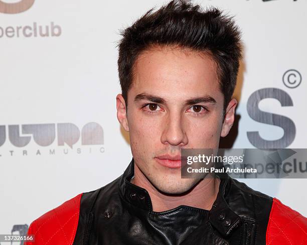 Actor Michael Trevino attends Steve Aoki's "Wonderland" record release party and red carpet event at SupperClub Los Angeles on January 18, 2012 in...