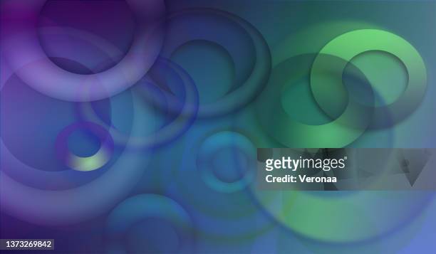 mehrfarbige abstrakte geometrische kreise. dreifarbiges design: blaue, grüne und violette farbe. - aluminium stock-grafiken, -clipart, -cartoons und -symbole