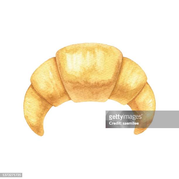 ilustrações, clipart, desenhos animados e ícones de croissant da aguarela - croassão