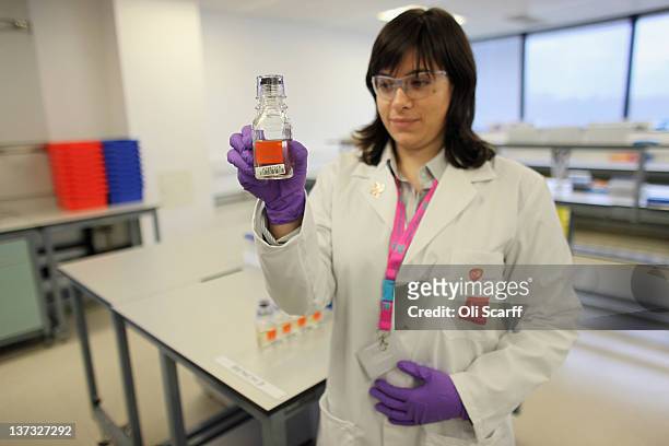 Analyst Ivana Gavrilovic examines a urine sample in the anti-doping laboratory which will test athlete’s samples from the London 2012 Games on...