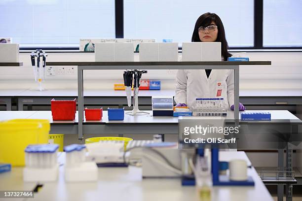 Analyst Arian Nemani works in the anti-doping laboratory which will test athlete’s samples from the London 2012 Games on January 19, 2012 in Harlow,...