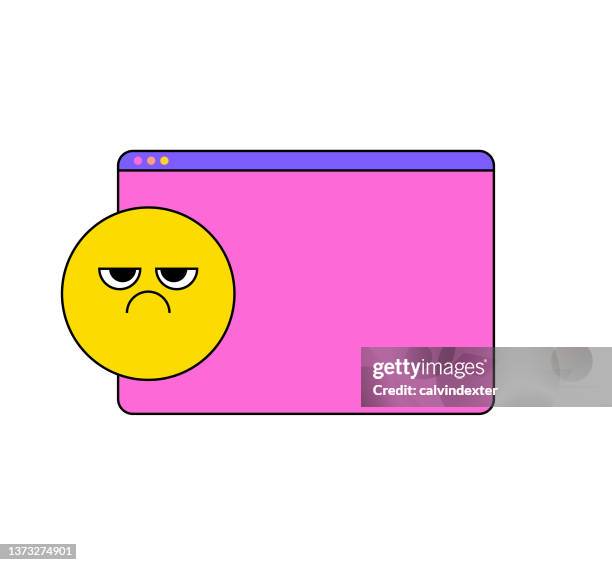 emoticon on web browser - confused computer user stock illustrations