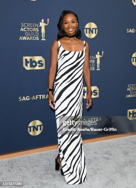 Ashleigh LaThrop attends the 28th Annual Screen Actors Guild Awards at Barker Hangar on February 27, 2022 in Santa Monica, California.