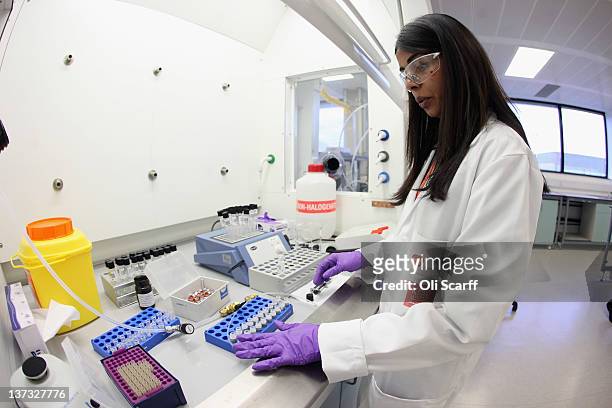 Analyst Jignasha Patel prepares a sample for testing in the anti-doping laboratory which will test athlete’s samples from the London 2012 Games on...