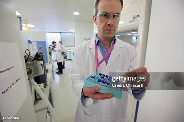 Analyst Christiaan Bartlett assesses samples in the anti-doping laboratory which will test athlete’s samples from the London 2012 Games on January...
