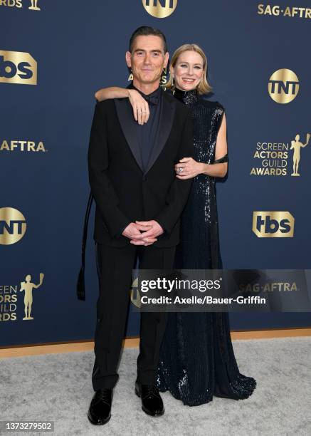 Billy Crudup and Naomi Watts attend the 28th Annual Screen Actors Guild Awards at Barker Hangar on February 27, 2022 in Santa Monica, California.