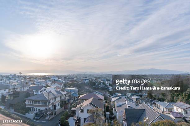 sunset sunbeam on the residential district in kanagawa of japan - tokai region stock-fotos und bilder