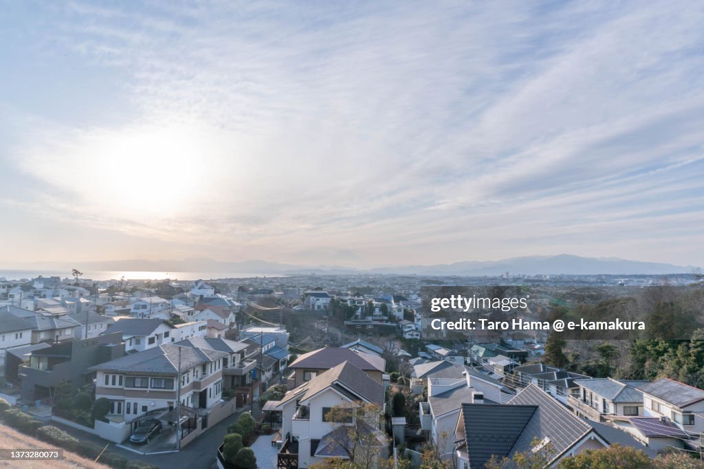 Sunset sunbeam on the residential district in Kanagawa of Japan