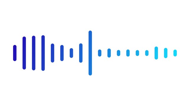 Audio waveform animation isolated on a white background. Blue digital sound wave equalizer.  Audio technology, music concept. 4K