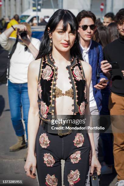 Italian actress Alice Pagani guest at the Etro fashion show on the fourth day of Milan Fashion Week Women's Collection Fall Winter 2022-2023. Milan ,...