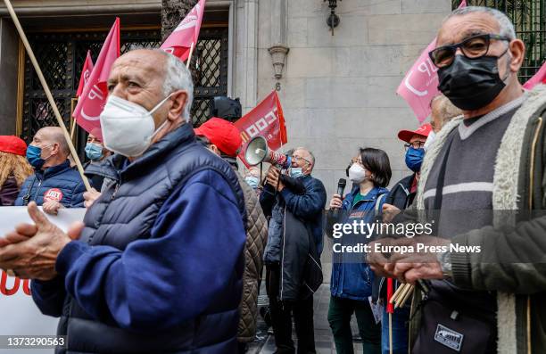 Group of people take part in a rally with banners to demand better banking and healthcare, on 28 February, 2022 in Valencia, Valencian Community,...